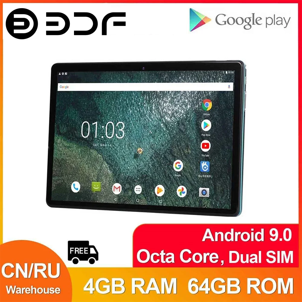 

10.1 Inch Tablet Pc Android 9.0 Octa Core 4GB RAM 64GB ROM Dual SIM Cards 4G Phone Call Tablets Google Play WiFi Bluetooth