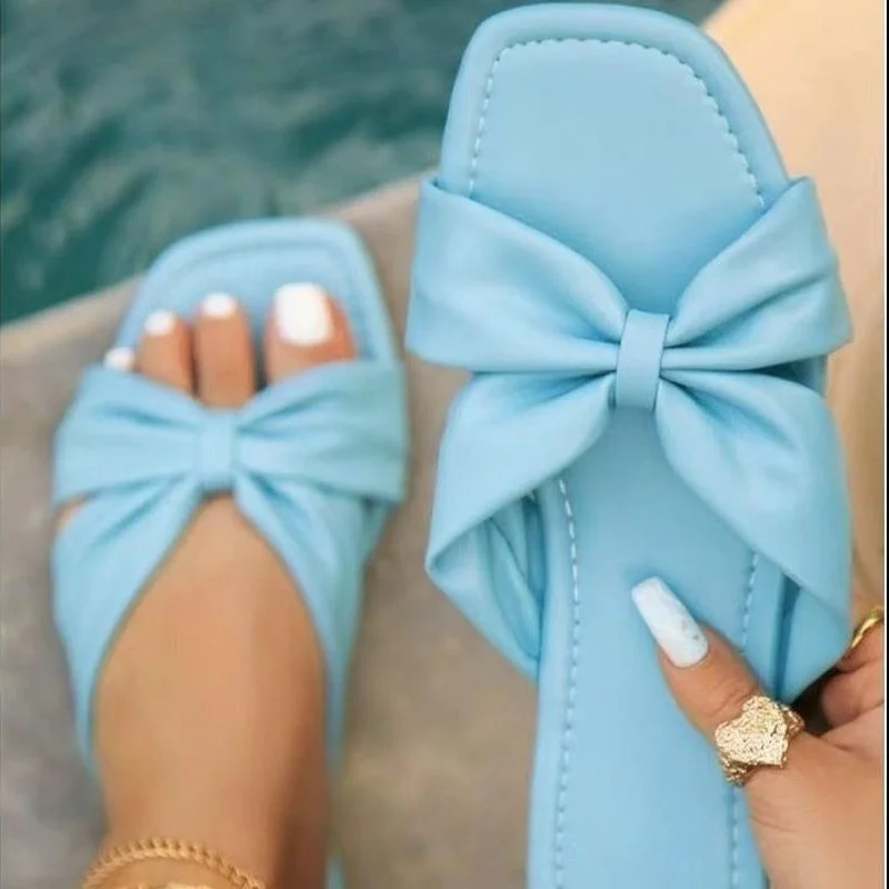 New Narrow Band Square Head Slippers Summer Fashion Slip on Women Sandy Beach Mules Slides Size 36-43 Shoes for Women