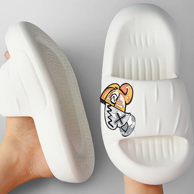 Thick Sole Men Slippers Sense of Luxury Personality Graffiti Slides Bathroom Beach Indoor Sandals 2022 Summer Couple Cool Woman