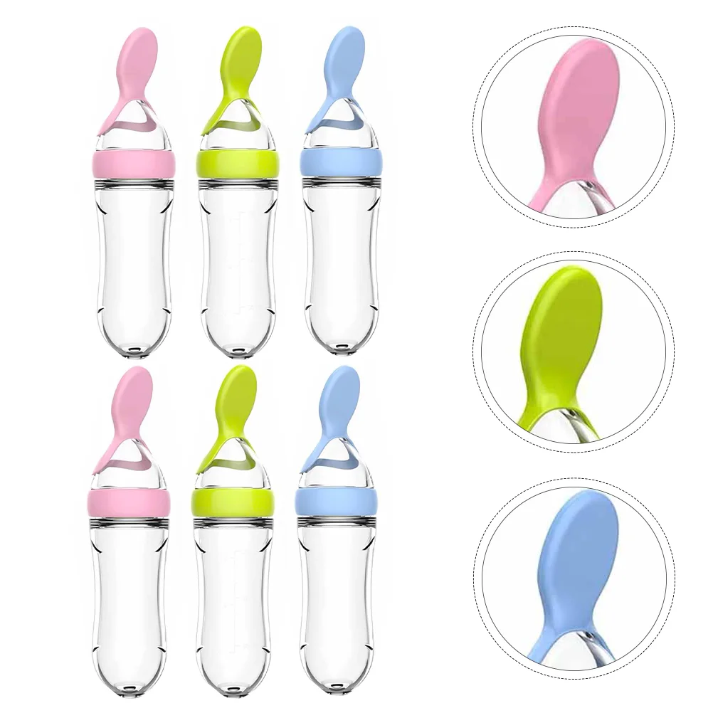 

Baby Bottle Feeding Rice Feeder Paste Bottles Infant Cereal Spoon Squeeze Silicone Feeders Newborn Nursing