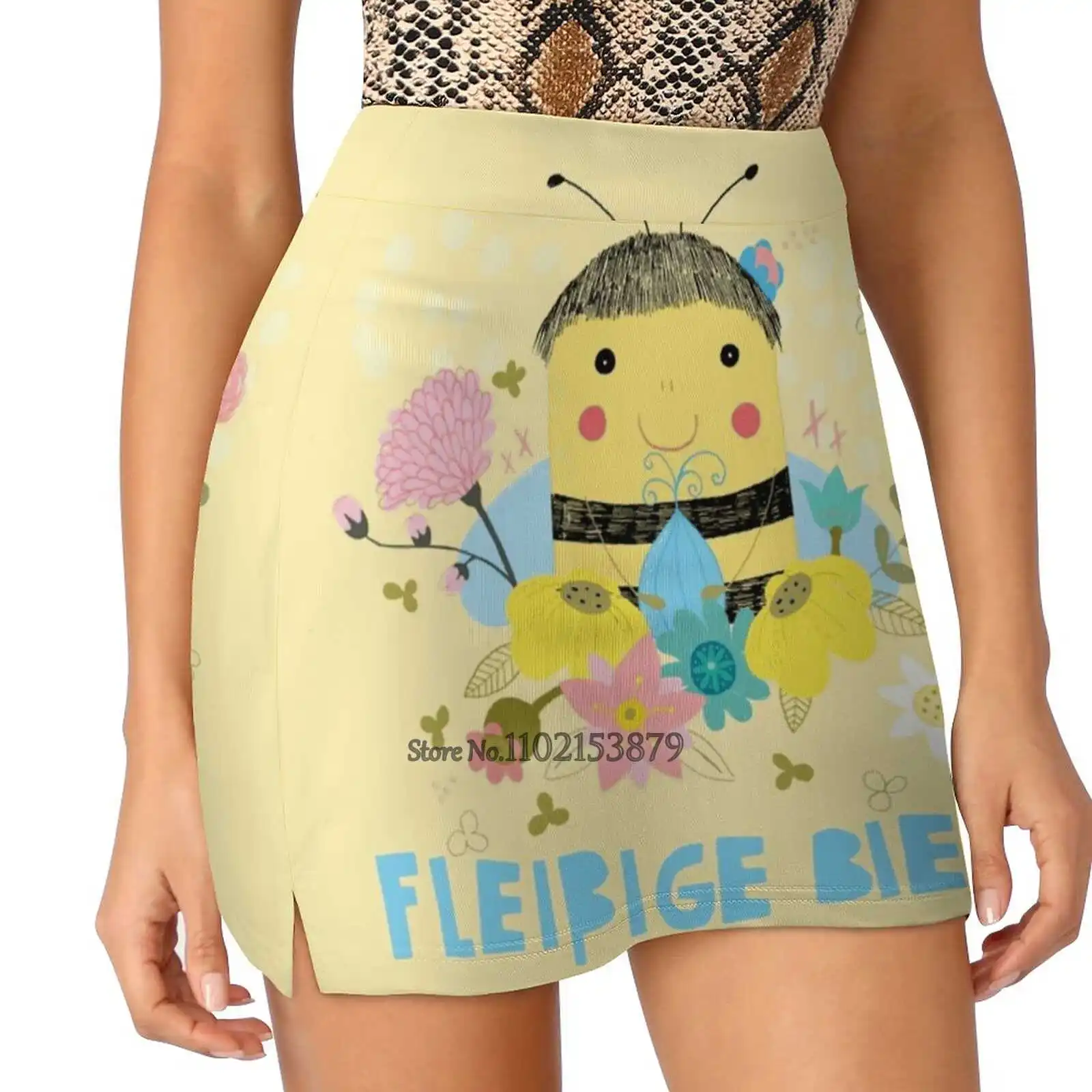 Flei ? Ige Biene новые женские юбки двухслойное короткое платье с принтом