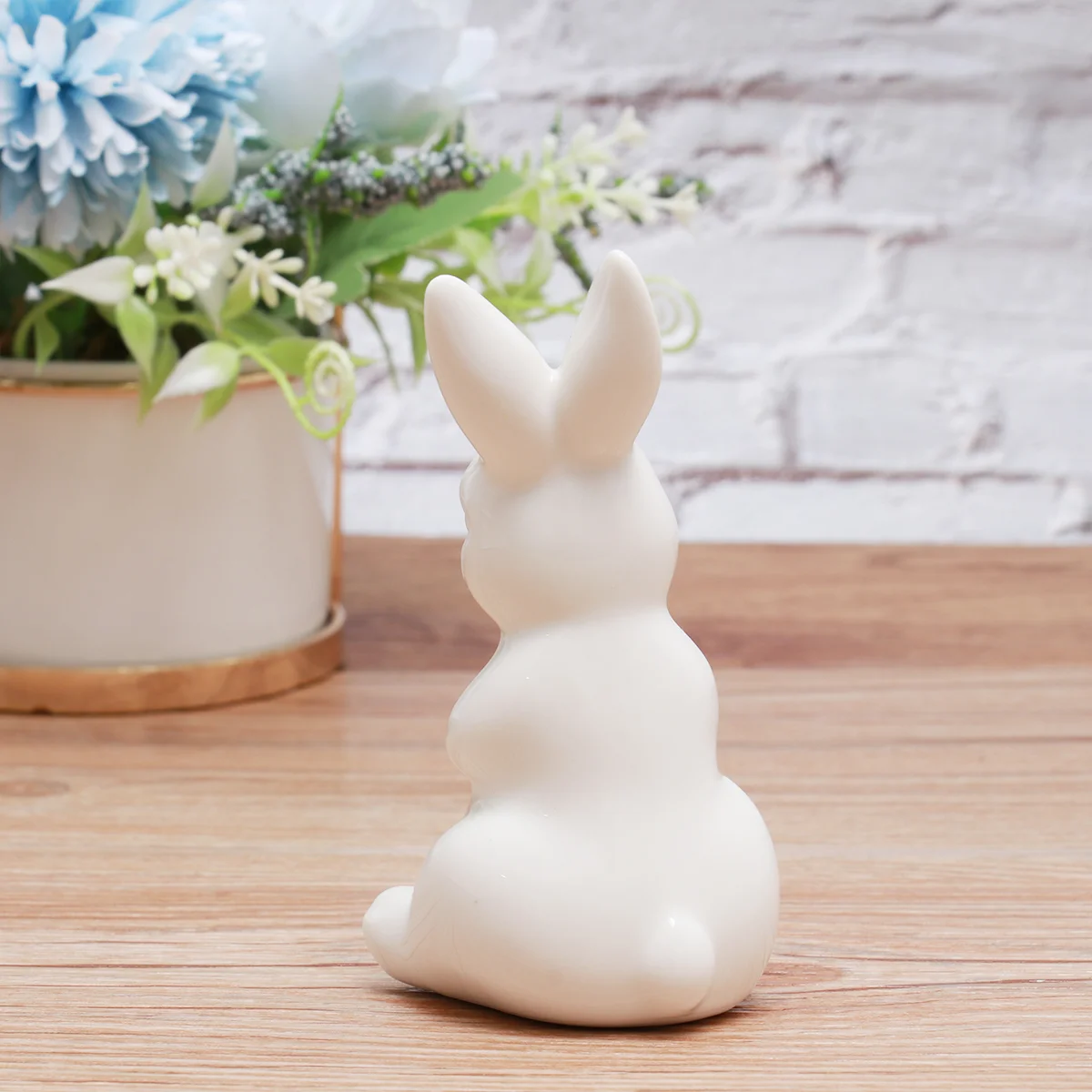 

Rabbit Bunny Easter Ceramic Figurine Statue Figurines Decor Decoration Rabbits Ornament Decorations Miniature White Animal