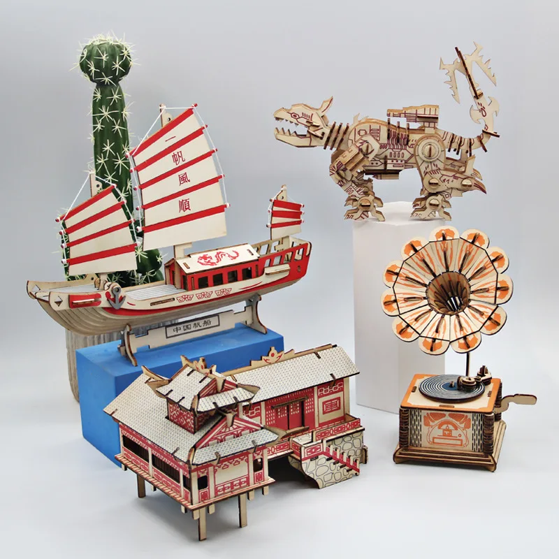 

Деревянная трехмерная головоломка «сделай сам», лазерное строительство, животные, украшения ручной работы, детская Когнитивная сборка, игр...