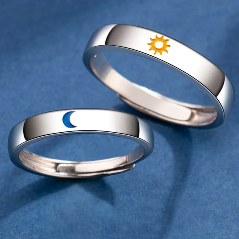 

1 Pair for Sun and Moon Lover Couple Rings Set for Him and Her Valentines Day Gi