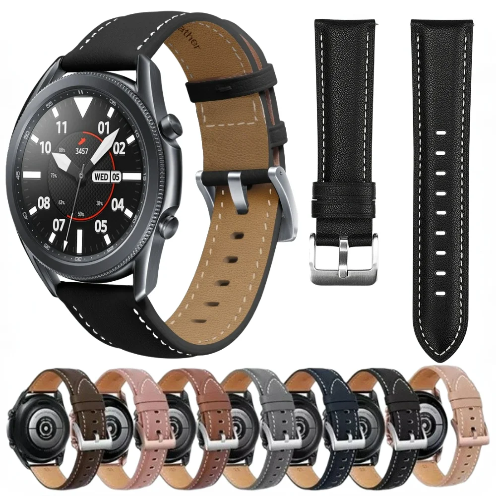 22mm 20mm Leather Strap For Samsung Galaxy Watch 3/4/Classic/5/Pro/Gear S3/Active 2 Huawei Watch GT 2 Wristband for Amazfit GTR