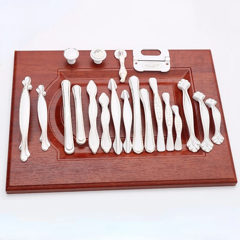 

9 Styles White Zinc Alloy European Luxury Wardrobe Drawer Handle Thickened Solid Cabinet Door Handle Furniture Hardware