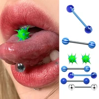 6 pcs mixed candy color barbell bar ball plastic tongue industrial piercing nail flexible women stud body jewelry accessories