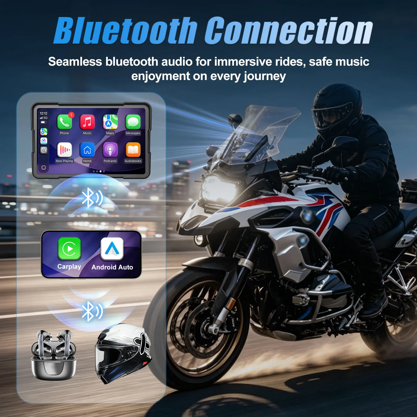 Фото WUEASTE 6-дюймовый мотоциклетный CarPlay для моделей BMW, Android Auto, GPS-навигация для BMW R1200GS, R1250GS, S1000XR, R1300GS №5