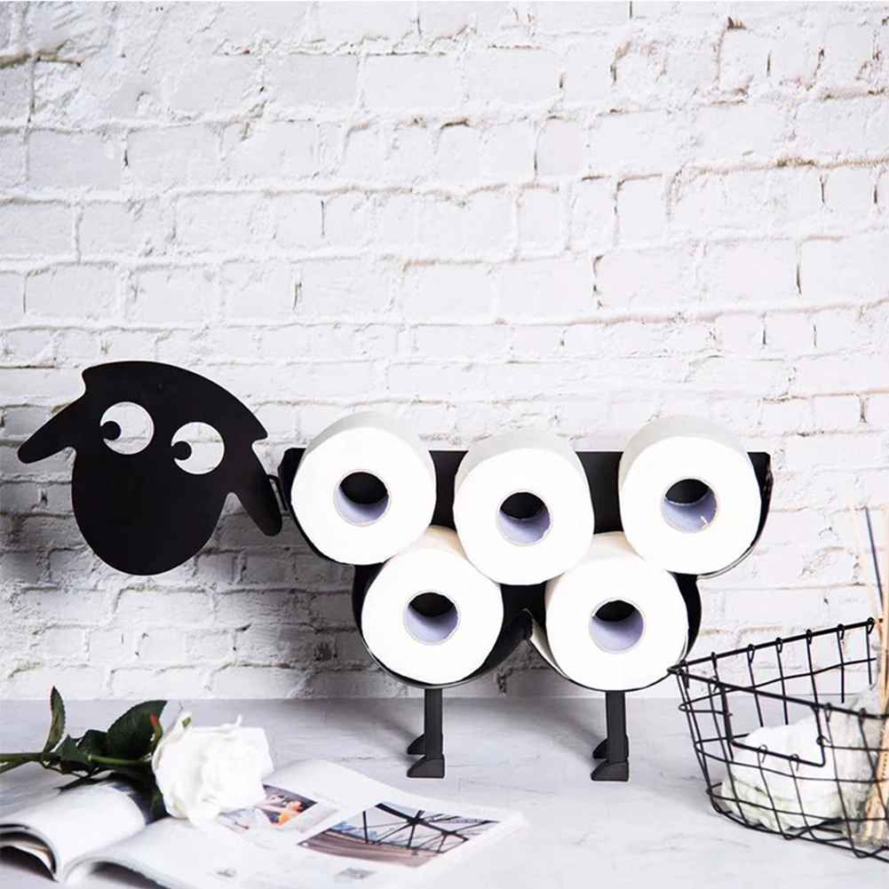 

Metal Free Standing Toilet Tissue Holder Space Saving Dog Sheep Shaped Roll Paper Decorative Rack Bathroom Product