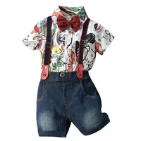 Toddler Boys Clothing Set Summer Children Shirt Suspenders 2PCS Suit Boutique Kids Clothing Baby Boy Clothes Set Rompers