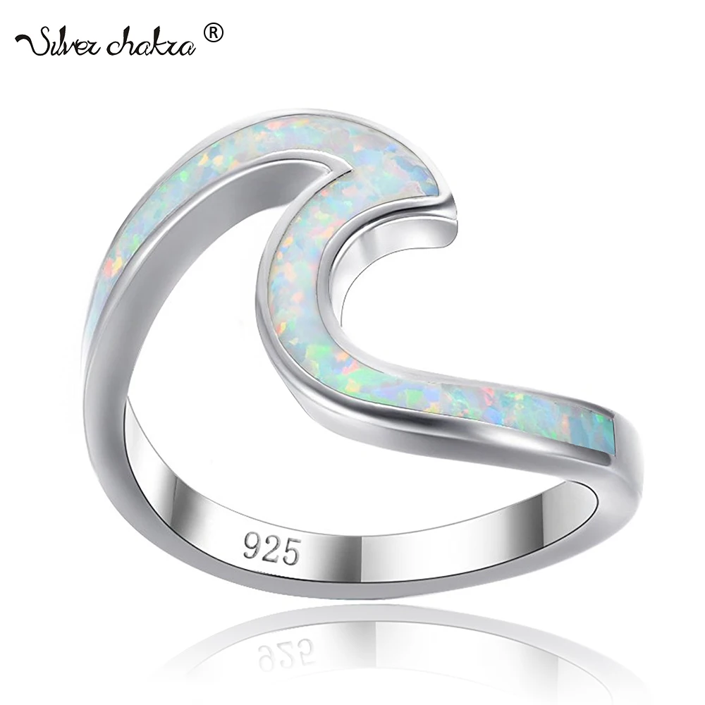 

Solid 925 Sterling Silver Ring Fashion Women Wave Natural Fire Opal Finger Ring Lady Wedding Party Lover Gift Fine Jewelry Super
