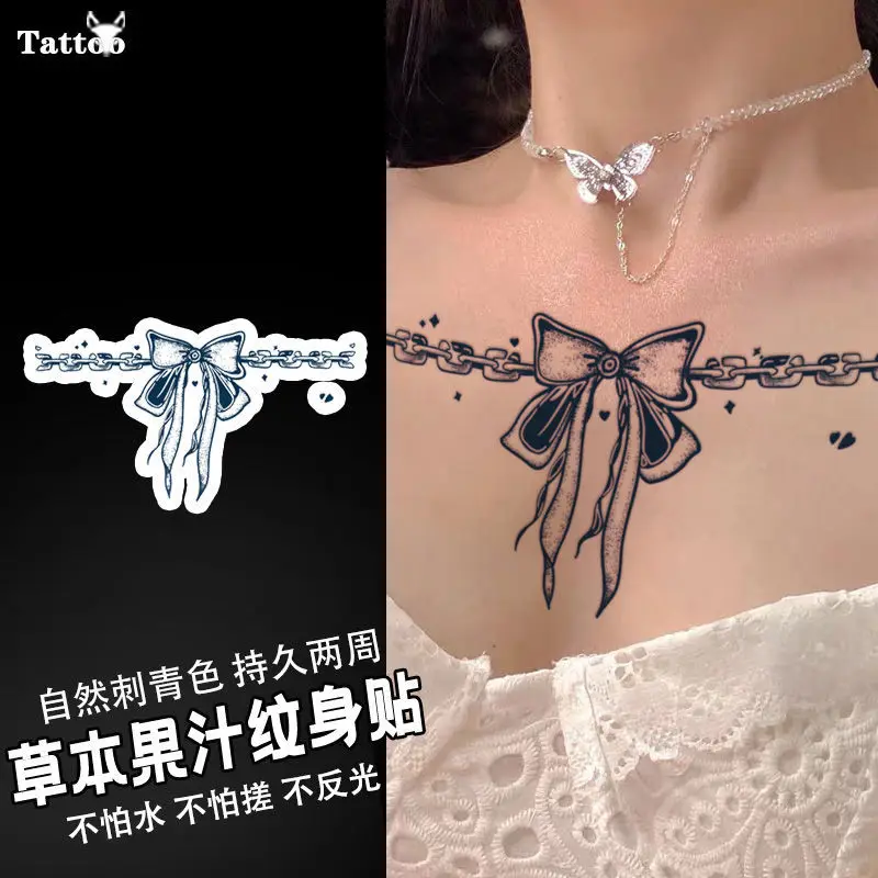 

Waterproof Durable Hotwife Fairy Bow Ribbon Herbal Juice Tattoo Sticker Temporary Tattoos Sweet Cool Sexy Babes Wholesale Tatto