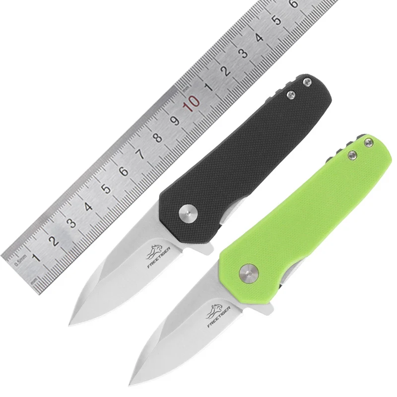

FREETIGER Pocket Knife 2.3‘’ 440C Blade G10 Keychain Small Knife Outdoor Travel Hunting Hiking Fruit Self Defense EDC Knife