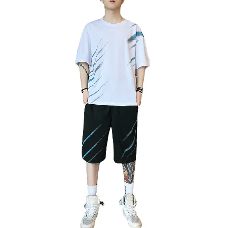 

Short Sleeve Suit Men's Casual Sportswear Suit Summer New Korean Fashion Net Red Two Piece Men's Suit Men Clothes