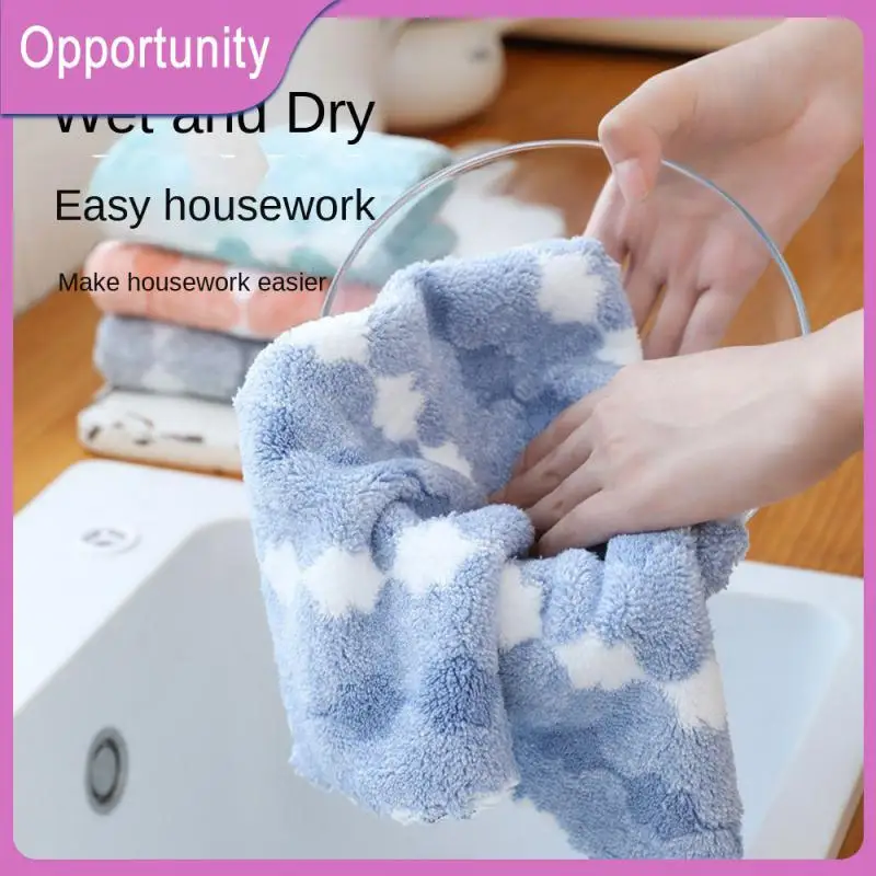 

Cleaning Cloths Ultrasonic Small Square Towel Cloth Bamboo Charcoal Fiber Thickened Modern Minimalist Wipes Coral Fleece Simple