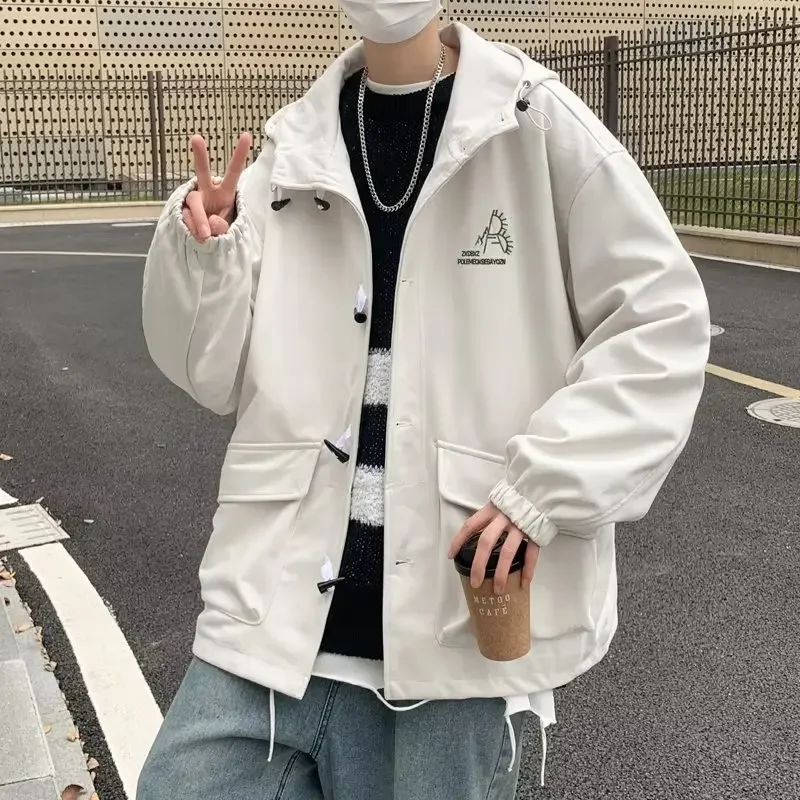 Куртка с капюшоном на пуговицах для мужчин и женщин японская винтажная простая