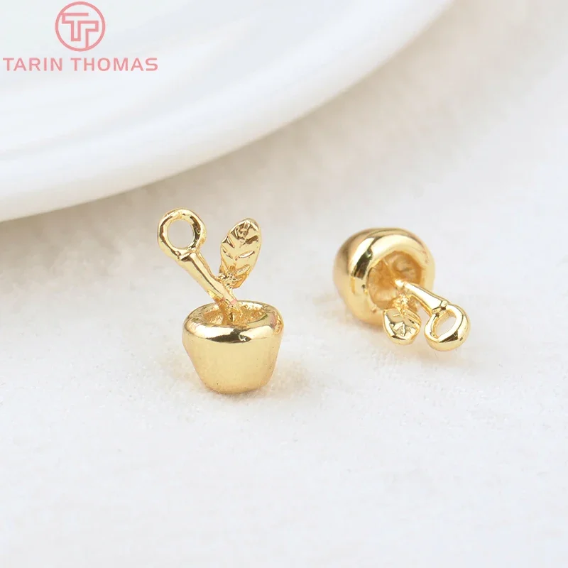 (1513) 10 шт. 7x13 мм отверстие 1 2 24 К золото цвет латунь яблоки подвески-подвески для