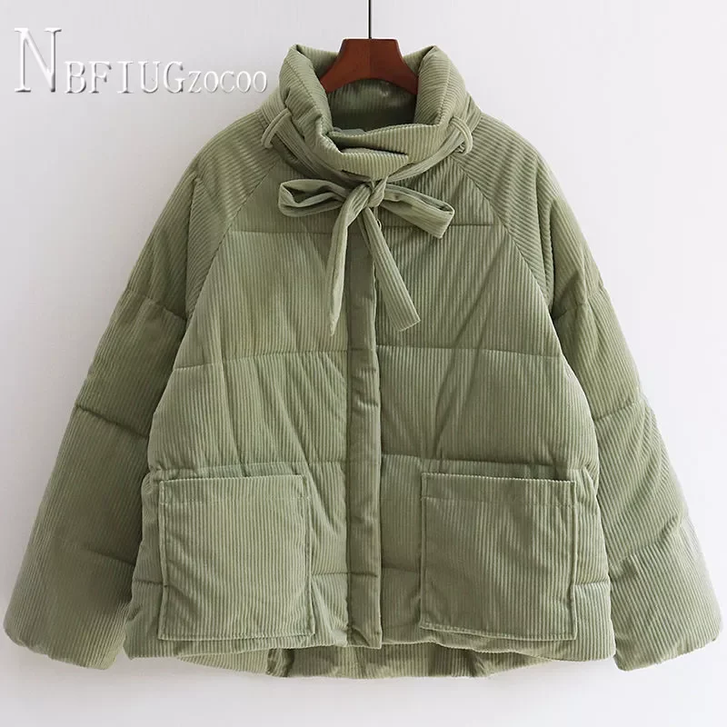 

Женские вельветовые парки, Короткие стильные зимние новые студенческие корейские свободные плотные женские парки в стиле хлеба, верхняя од...