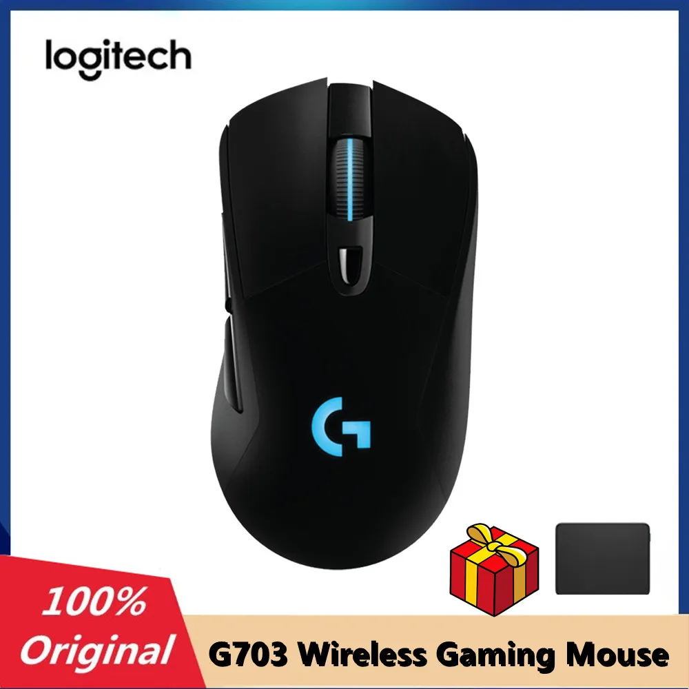 

Беспроводная игровая мышь Logitech G703, оригинальная игровая мышь HERO Lightspeed с 25K сенсором, совместима с LPOWERPLAY, 32-битная беспроводная мышь ARM для геймеров