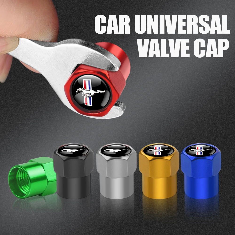 

4pcs Metal Car Wheel Tire Valve Stem Caps Covers Auto Accessories For Ford Fiesta Focus 2 mk3 Mustang Ranger Fusion Mondeo mk4