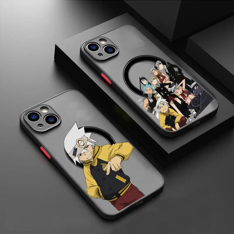 

Soul Eater anime Phone Case Transparent Magsafe Magnetic Magnet For iPhone 13 12 11 Pro Max Mini Wireless Charging