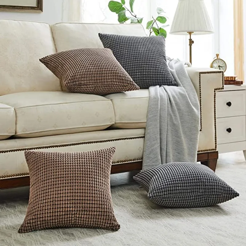 

Inyahome Soft Cozy Corduroy Cushion Covers Corn Striped Pillows Home Decor for Couch Decorative Square Throw Pillows Case