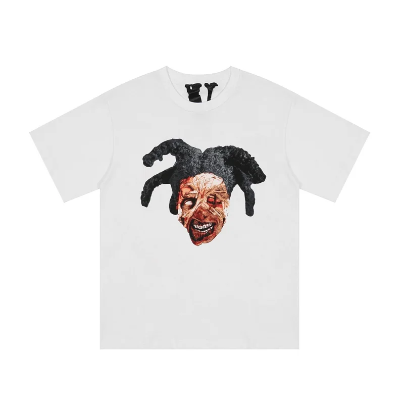 Фото Футболка Vlone мужская с коротким рукавом, модная брендовая тенниска с изображением призрака зомби, майка с V-образным вырезом, лето №2