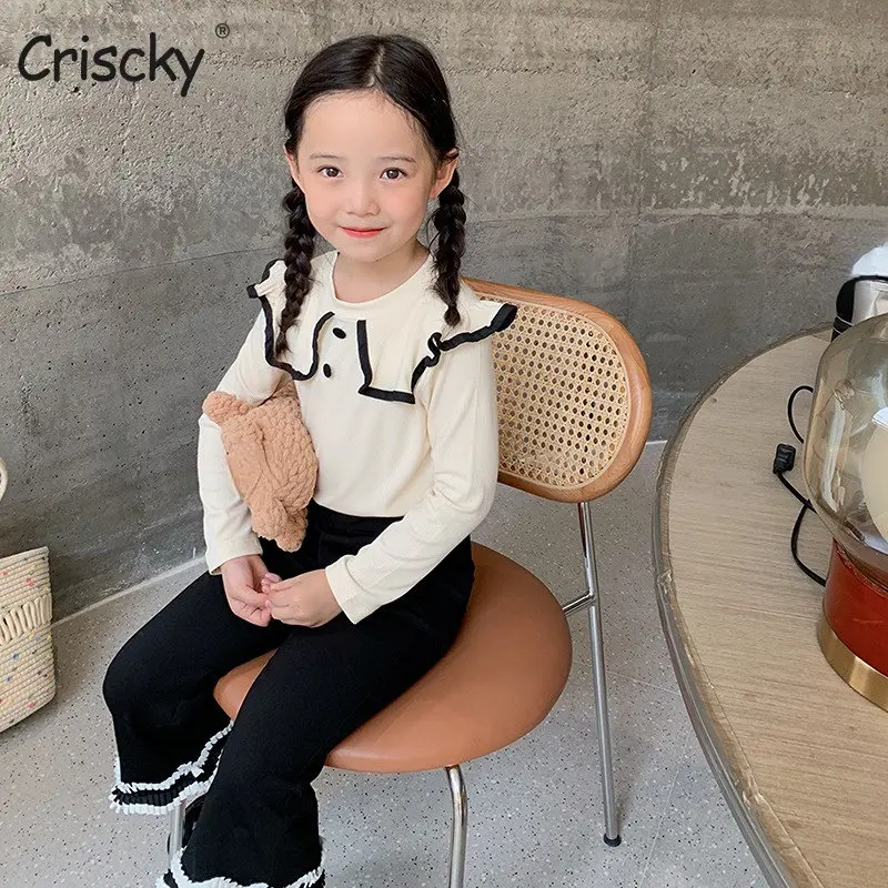 

Criscky New Cotton Autumn Baby Girls Clothes T Shirts Spring O Neck T Shirt for Kids Long Sleeve T-shirt Baby Girls Tops