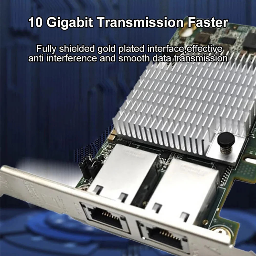 Фото Сетевая карта PCIE-RJ45 10 Гбит/с X540-T2, гигабитный Ethernet, PCI, два порта RJ45, адаптер Express LAN, 10000 Мбит/с, для настольных ПК, Win10/11 №5