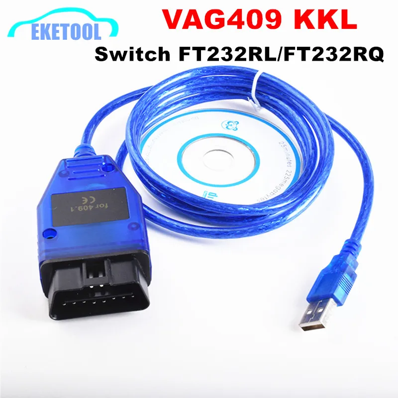 VAG409.1 KKL OBD2 USB Diagostic Tool FTDI FT232RL CH340 VAG Cars 409 FIATECUSCAN Switch