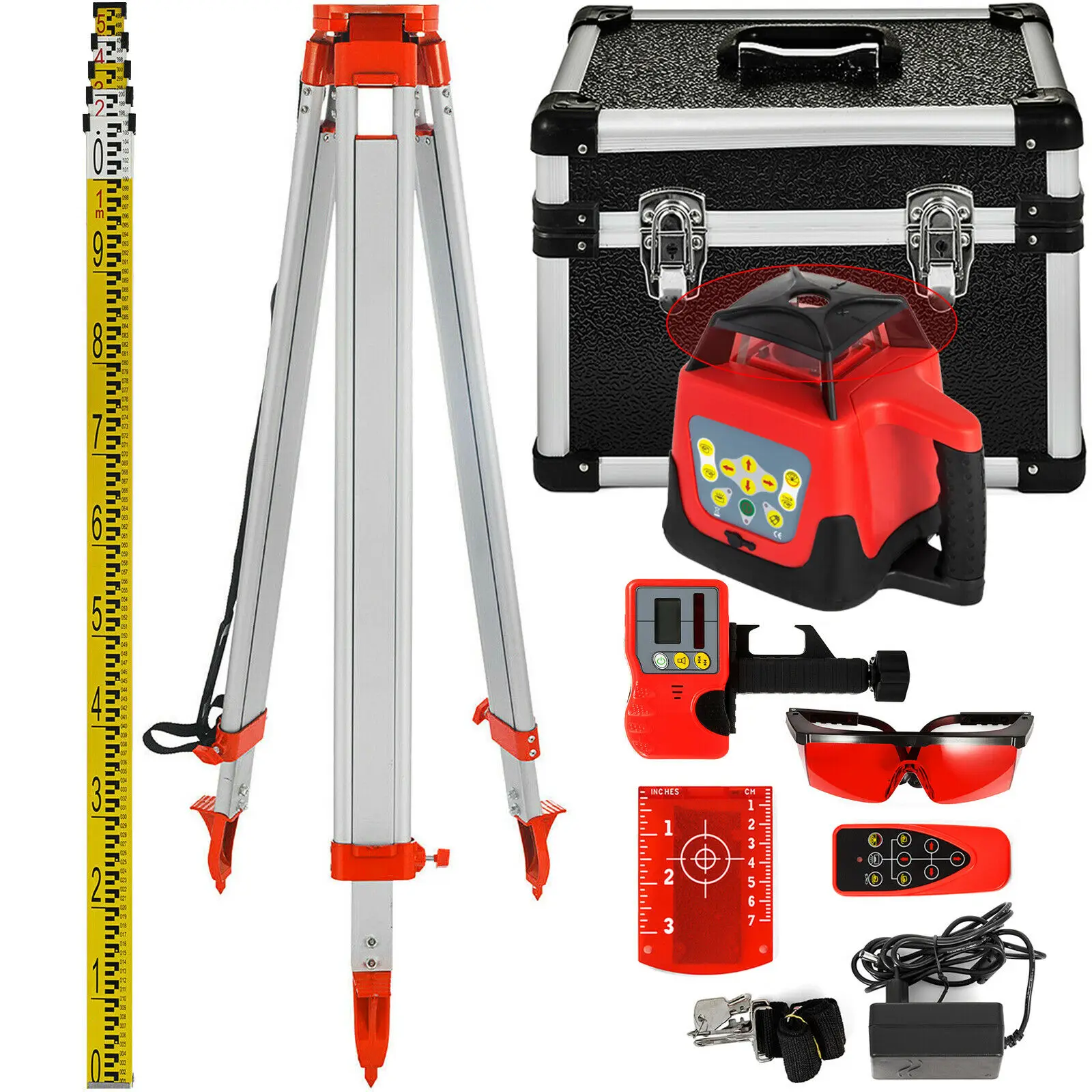 

360 Rotary Laser Level Kit W/ Tripod & Staff Self-Leveling 500m Vertical Horizontal Scanning Measurement Construction Tool 2022!
