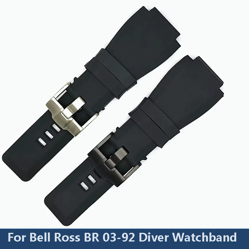 

Rubber Watch strap men's Bracelet For Bell Ross BR01 BR 03-92 Diver 24mm Outdoor Sports Waterproof Wristband Ladies Watchbands