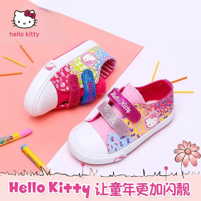 

Hello Kitty Children's Shoes Girls Canvas Sneakers 2022 Spring and Summer Breathable Casual Girl Low-Top Flats