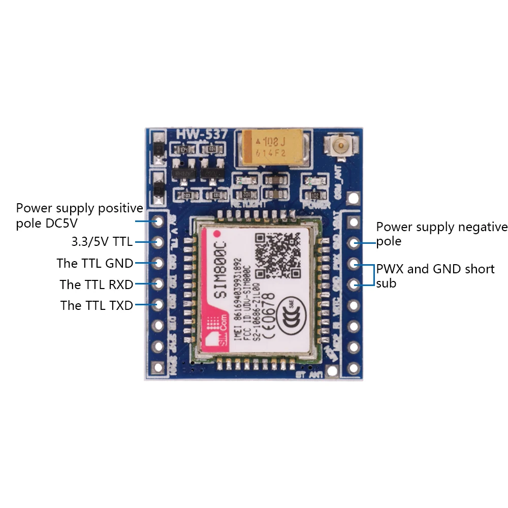 SIM800C GSM GPRS модуль 5 В/3 3 в TTL макетная плата IPEX с Bluetooth и TTS для Arduino STM32 C51
