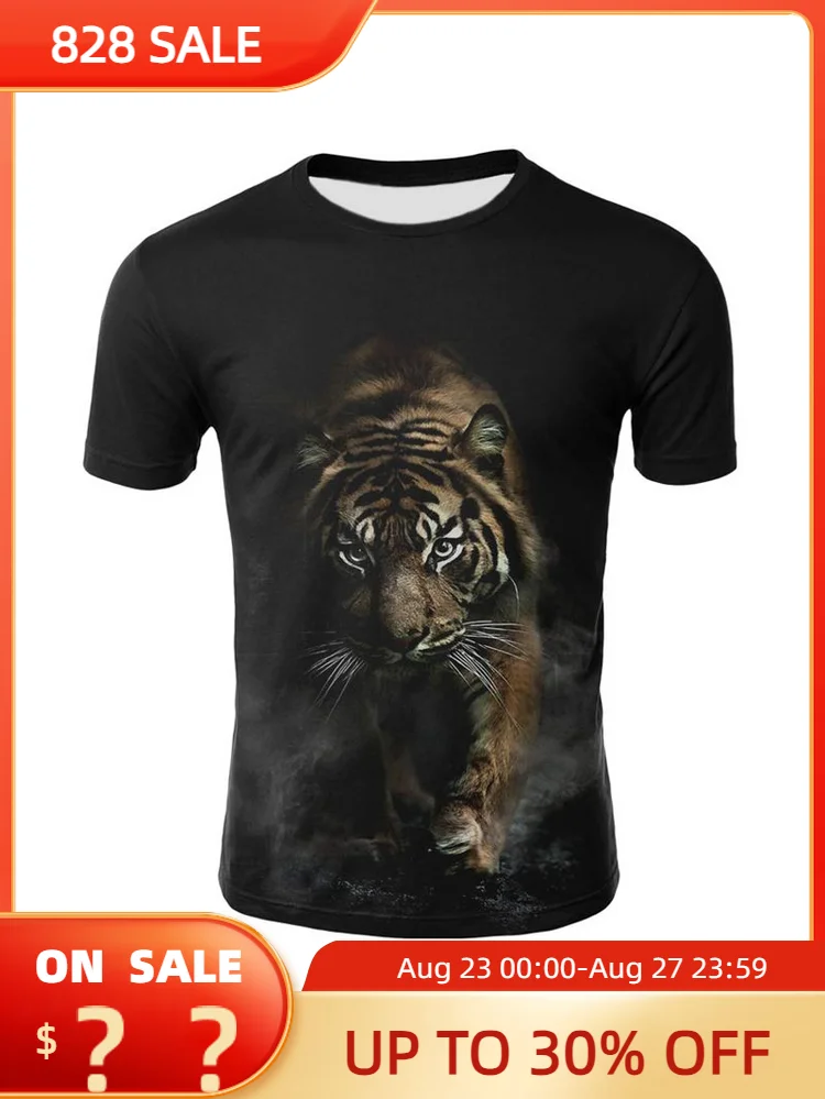

Siberian Tiger Pattern 3D Printing Men's Summer Personality Beast T-shirt Fashion Taste High-Quality Short-sleeved Plus Size Top
