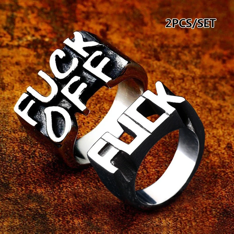 

Personality Jewelry Endless Fashion Letter Rings Rings Women Wedding Custom Alphabet Initial Rings F Word Punk Style