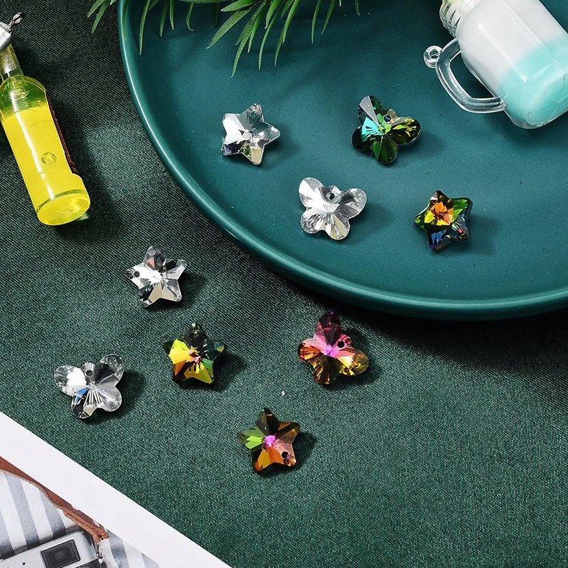 

Boxed AB Crystal Beads Charms Butterfly Heart Star Flower Crystal Pendants for Bracelets Necklace Earrings Jewelry Craft Making