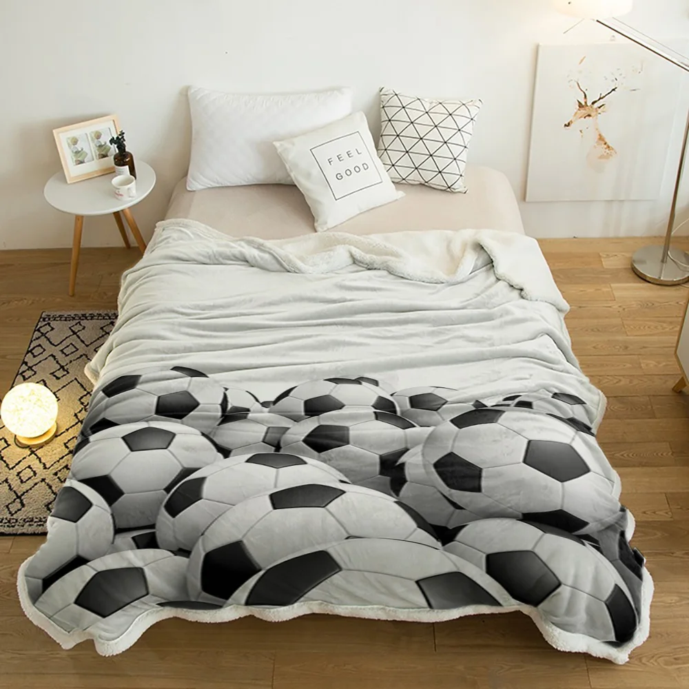 

Football Soccer Game Sport Plush Throw Blanket Sherpa Fleece Bedspread Blankets Sofa Cover Bedding Picnic Wool Soft Blanket