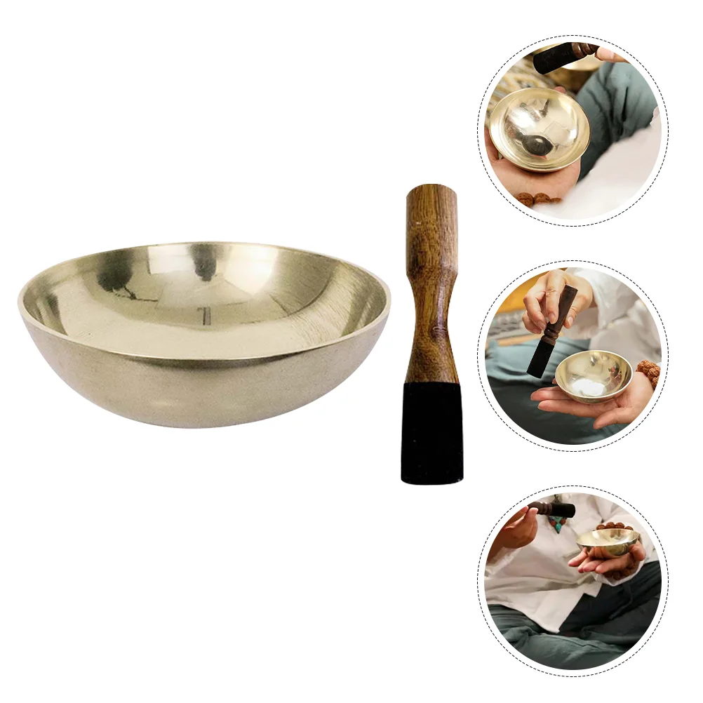 

1 Set Sound Bowl Metal Copper Buddhism Bowl Prayer Yoga Meditation Copper Singing Bowl with Stick