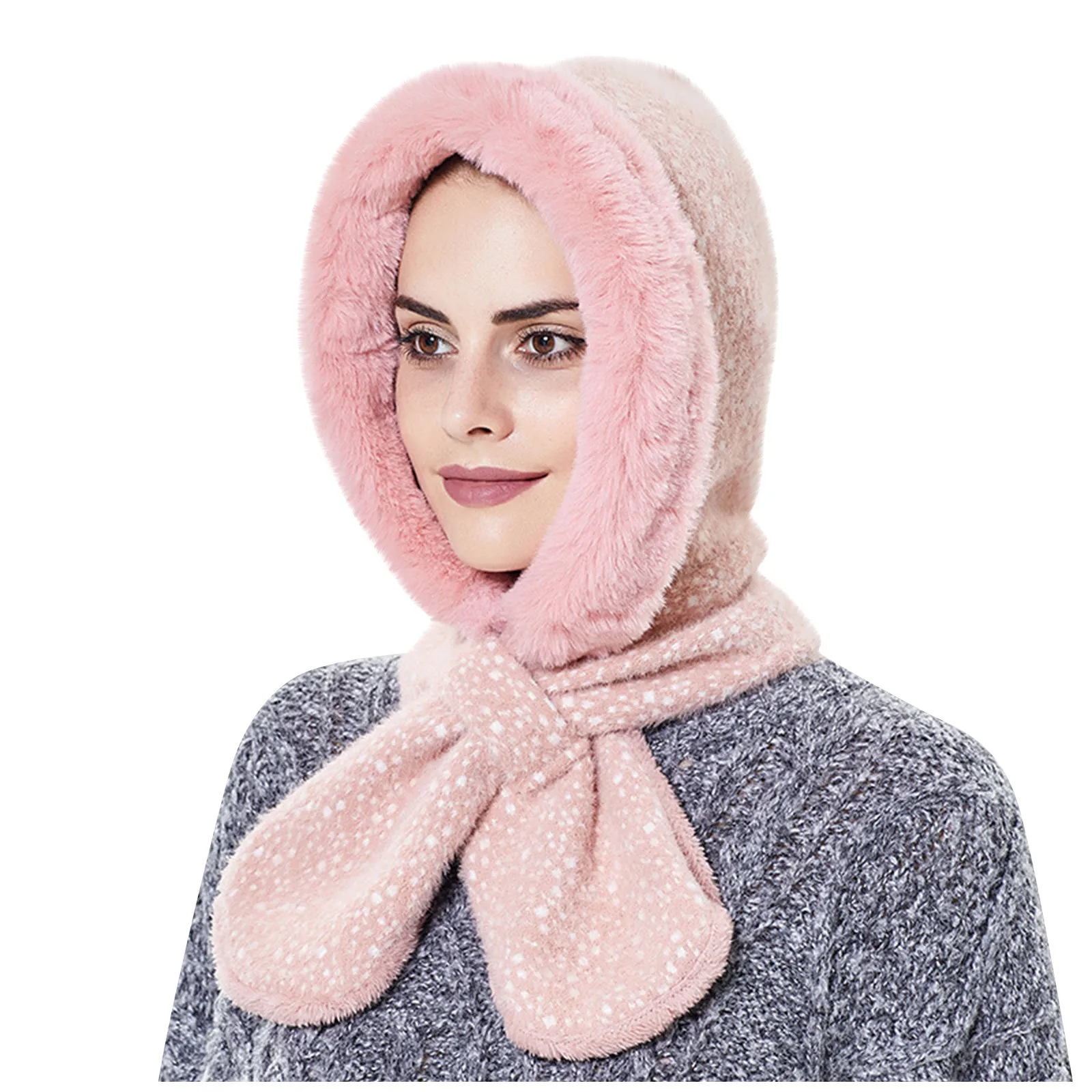 

Шапка шарф один женский Осень-зима милая плюшевая шапка для защиты ушей зимний утолщенный теплый комбинезон из овечьей шерсти комплект из двух предметов