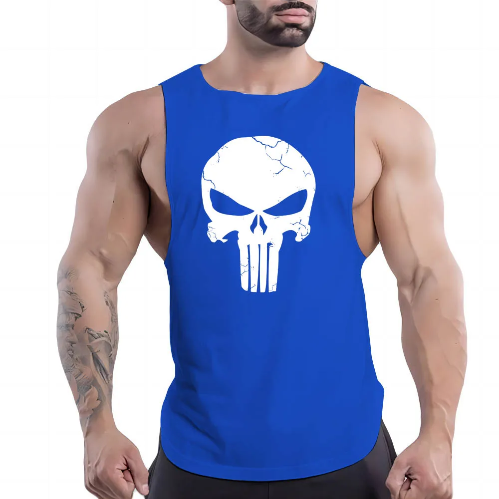 

Футболка мужская Спортивная без рукавов, простая повседневная легкая майка с 2D принтом черепа, летний топ для фитнеса