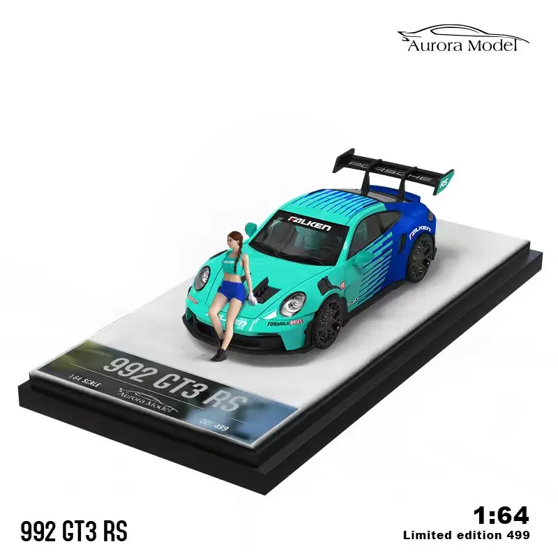 Модель автомобиля игрушечного Аврора 1:64 RWB992 GT3 RS из сплава литой спортивный