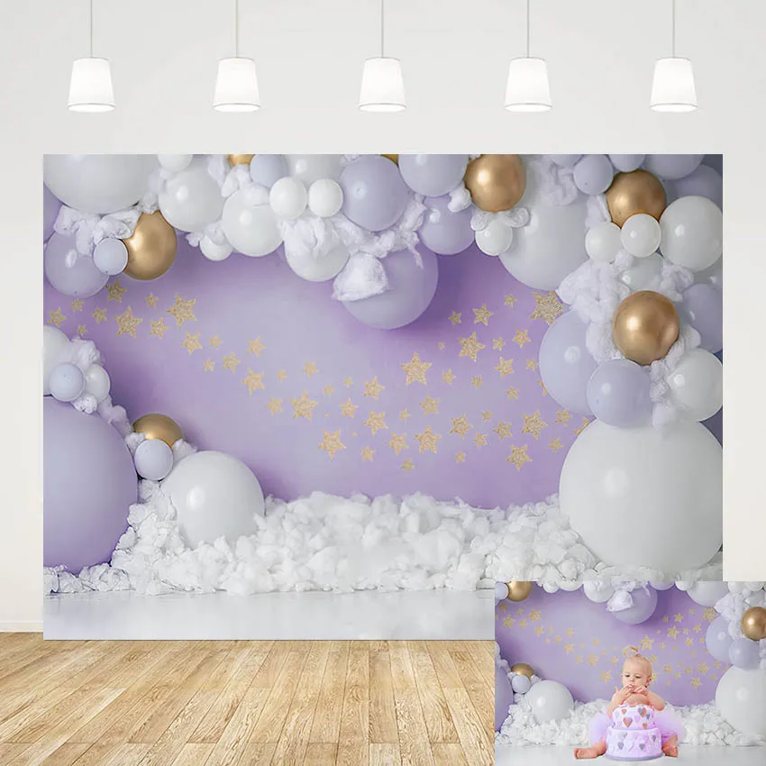 

Фотофон Mehofond мерцающие маленькие звезды золотые воздушные шары девушка день рождения торт разбивать Фотостудия