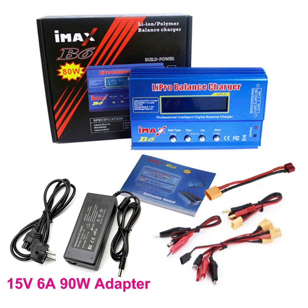 

Imax B6 80W Lipo Charger For NiMh Li-ion Ni-Cd Lipo Battery Charger Balance Discharger+15V 6A Ac Power Adapter RC Charger