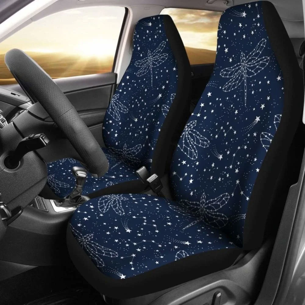 

Constellations & Stars With Dragonfly Car Seat Covers Pack of 2 Universal Front Seat Protective Cover