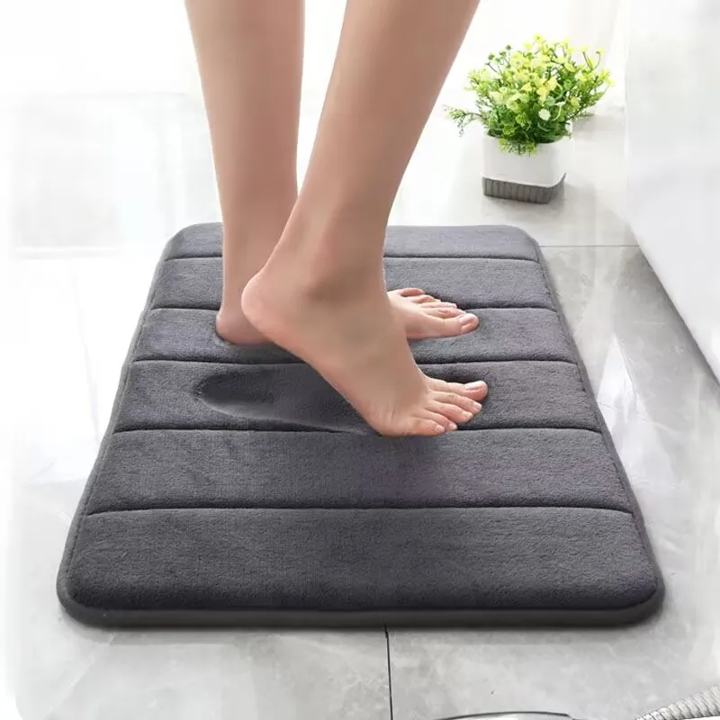 

NEW 40x60cm 50x80cm Home Bath Mat Non-slip Bathroom Carpet Soft Coral Fleece Memory Foam Rug Mat Kitchen Toilet Floor Decor