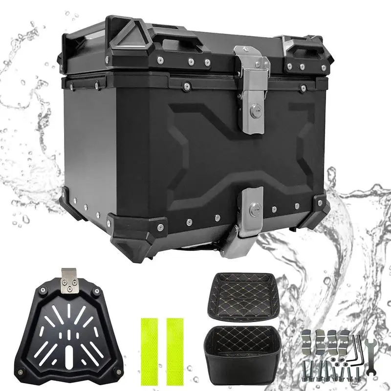 

Large Motorcycle Trunk 45L Portable Aluminum Motorcycle Trunk Box Multifunctional Trunk Tour Storage Carrier Case Universal