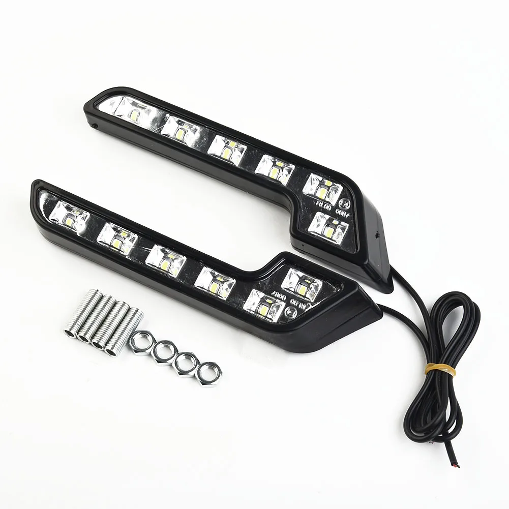 

2 X Car Daytime Running Lights Super White 6 LED Car 12V Turn Sighnal Light Driving Fog Lamp L-Shaped Car Lamp Accessories