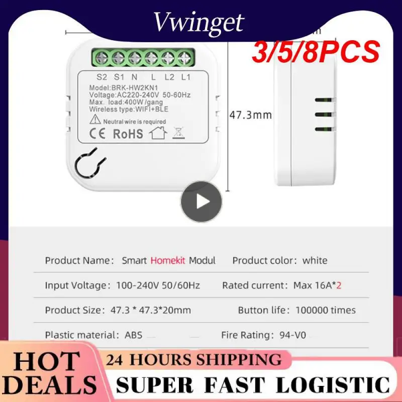 

3/5/8PCS 2-way Double Smart Wifi Switch Dual Platform Control Voice Control Mini Smart Breaker Convenience Smart Homekit Modul