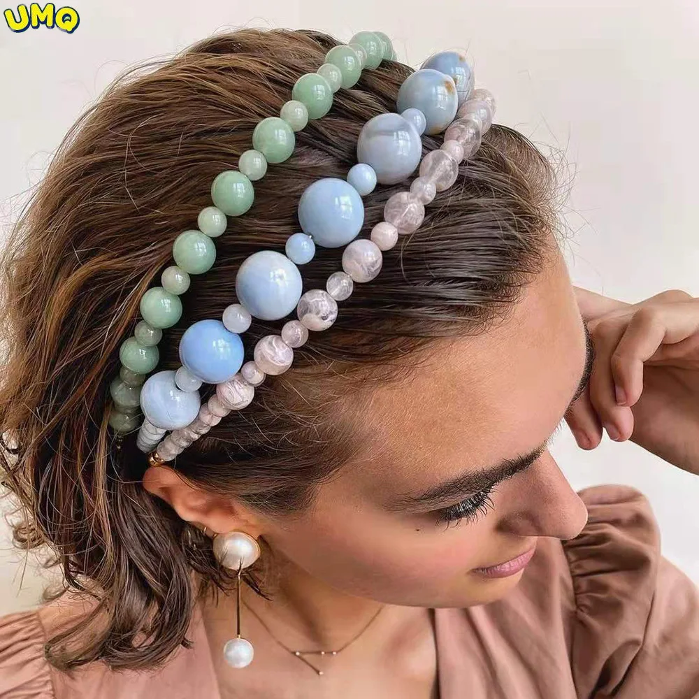 

f3583 Net Red Simple Temperament Bead Hair Hoop Candy Color Girl Heart Sweet Head Hoop Personality Forest Hair Ornament Girl